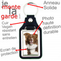 Porte-Clefs cuir vegan, photo Border Collie