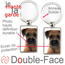 Porte-Clefs métallique double face photo Border Terrier, idée cadeau porte clés fer acier