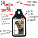 Porte-Clefs cuir vegan, photo Border Terrier