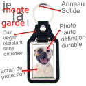 Porte-Clefs cuir vegan, photo Bouledogue Américain