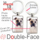 Porte-Clefs métallique double face photo Bouledogue Américain blanc et fauve, idée cadeau porte clés fer acier Boulam