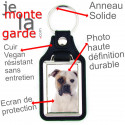 Porte-Clefs cuir vegan, photo Bouledogue Américain