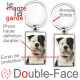 Porte-Clefs métallique double face photo Bouledogue Américain blanc et noir, idée cadeau porte clés fer acier Boulam