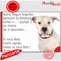 Dogue Argentin, plaque humour "distance Niche - Portail" 24 cm 3SEC