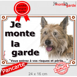 Berger Picard, plaque portail "Je Monte la Garde, risques et périls" pancarte attention au chien panneau photo