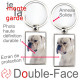 Porte-Clefs métallique double face photo Bouledogue Américain tout blanc, idée cadeau porte clés fer acier Boulam