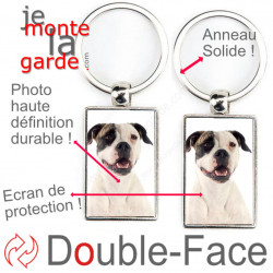 Porte-Clefs Métal, double face photo Bouledogue Américain