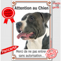 Amstaff, plaque portail verticale "Attention au Chien" 24 cm VL