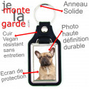 Porte-Clefs cuir vegan, photo Bouledogue Français