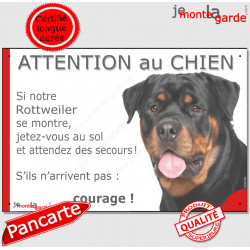 Rottweiler, plaque humour "Jetez Vous au Sol, Attention au Chien" 24 cm JET