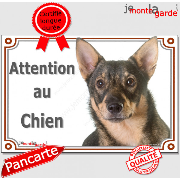 Spitz des Wisigoths, Plaque portail "Attention au Chien" panneau affiche pancarte photo vallhund suédois