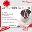 St-Bernard, plaque humour "Attention au Chien, Jetez Vous au Sol" 24 cm JET