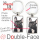 Porte-Clefs métallique double face photo Bouledogue Français bringé noir, idée cadeau porte clés fer acier