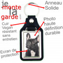 Porte-Clefs cuir vegan, photo Bouledogue Français