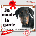 Dobermann, autocollant "Je Monte la Garde" 16 cm