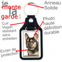 Porte-Clefs cuir vegan, photo Bouledogue Français