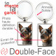 Porte-Clefs métallique double face photo Bouvier Australien Bleu, idée cadeau porte clés fer acier Merle