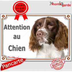 English Springer marron foie, plaque portail "Attention au Chien" pancarte panneau photo Spaniel