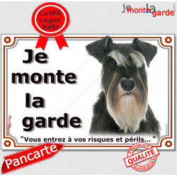 Schnauzer, plaque portail "Je Monte la Garde" 24 cm LUX