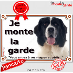 Landseer Tête, Plaque portail "portail Je Monte la Garde, risques périls" panneau affiche pancarte photo attention au chien