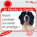 Landseer, plaque portail rouge "Je Monte la Garde" 24 cm RED