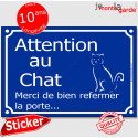 Sticker porte pluriel "Refermez la Porte pour les Chats..." bleue 2 tailles D