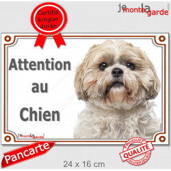 Shih-Tzu fauve, plaque portail "Attention au Chien" 2 tailles LUXE D