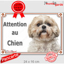 Shih-Tzu fauve, plaque portail "Attention au Chien" 2 tailles LUXE D