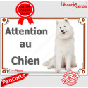 Samoyède, plaque portail "Attention au Chien" 24 cm LUXE