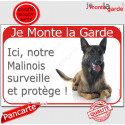 Malinois couché, plaque portail "Je Monte la Garde" 24 cm RED