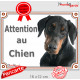 Dobermann noir et Feu Tête, Plaque portail "Attention au Chien" panneau affiche pancarte photo