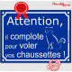 Plaque ou sticker portail bleu humour "Attention au Chat il complote pour voler vos Chaussettes !" pancarte panneau