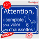 Sticker autocollant porte bleu humour "Attention au Chat il complote pour voler vos Chaussettes !" pancarte panneau