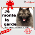 Keeshond, plaque portail "Je Monte la Garde" 24 cm LUX