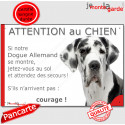 Danois Arlequin, plaque portail humour "Attention au Chien, Jetez Vous au Sol" 24 cm JET