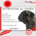 Bullmastiff, plaque humour "Jetez Vous au Sol, Attention au Chien" 24 cm JET