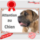 Cane Corso fauve, pancarte portail "Attention au Chien", panneau photo race, plaque porte entrée Cane Italiano marron