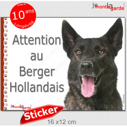 Berger Hollandais, autocollant "Attention au Chien" 16 cm