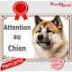 Akita Américain fauve Tête, plaque portail "Attention au Chien" Akita USA marron orange pancarte panneau photo