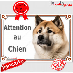 Akita Américain fauve Tête, plaque portail "Attention au Chien" Akita USA marron orange pancarte panneau photo