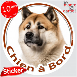 Akita américain, sticker voiture "Chien à Bord" 14 cm