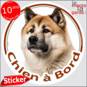 Akita américain, sticker voiture "Chien à Bord" 14 cm