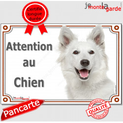 Berger Blanc Tête, plaque portail "Attention au Chien" pancarte panneau affiche BBS suisse photo