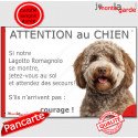 Lagotto Romagnolo, plaque humour "Jetez Vous au Sol, Attention au Chien" 24 cm JET