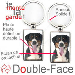 Porte-Clefs métallique double face photo Bouvier Suisse, idée cadeau porte clés fer acier