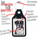 Porte-Clefs cuir vegan, photo Boxer bringé