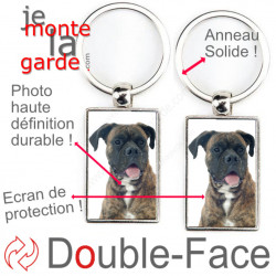 Porte-Clefs Métal, double face photo Boxer bringé