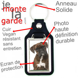 Porte-Clefs cuir vegan, photo Boxer bringé