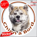 Akita Inu bringé, sticker voiture "Chien à Bord" 14 cm