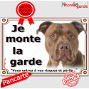 Pitbull, plaque portail "Je monte la garde" 24 cm LUX D